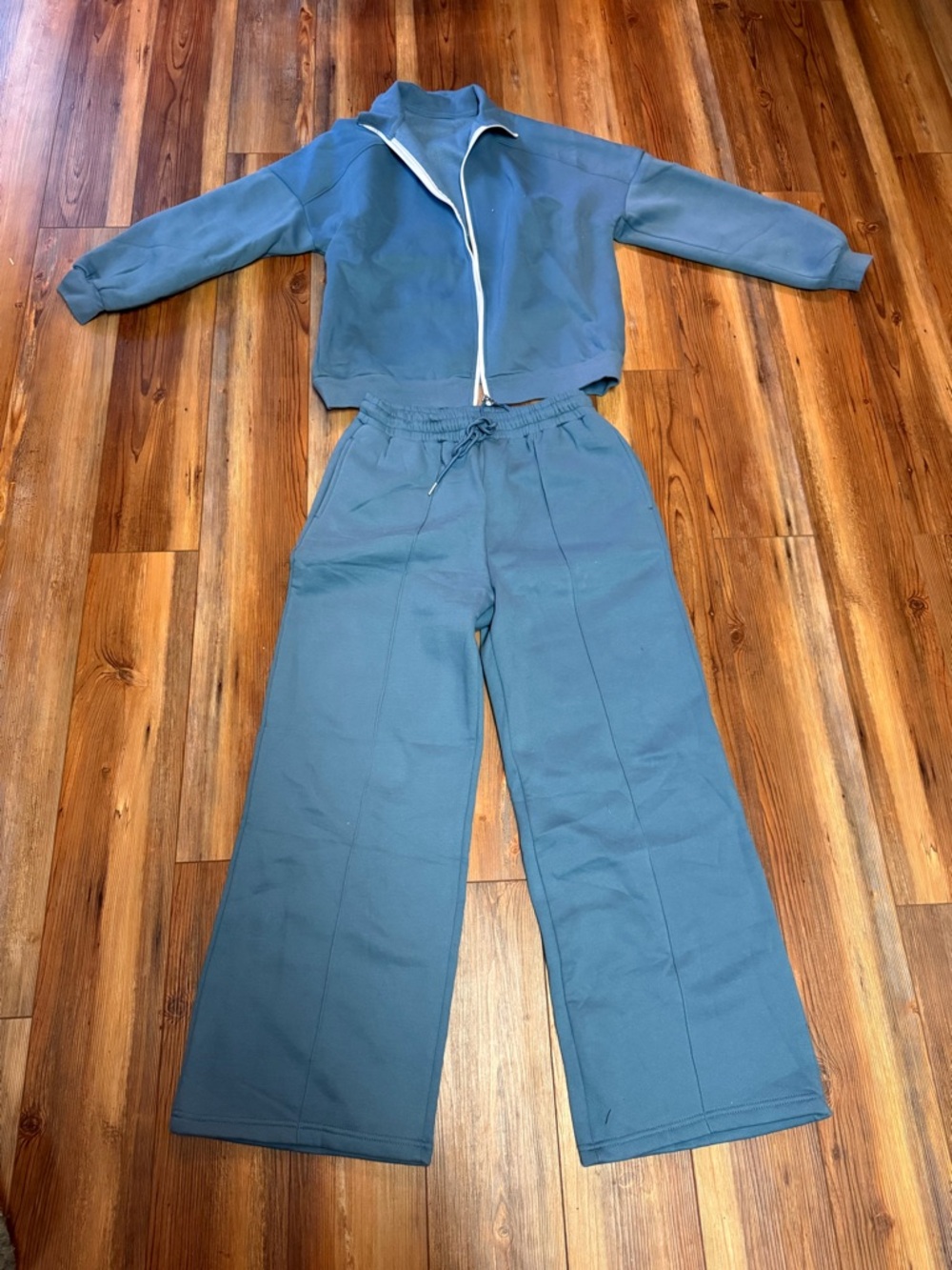 Women's Wide-Leg Track Pants in Slate Blue
